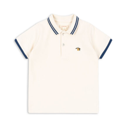 Koszulka polo dla dzieci w kolorze kremowym z motywem cytryny