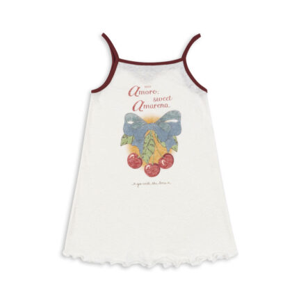Jasna sukienka dziecięca, motyw wiśniowy